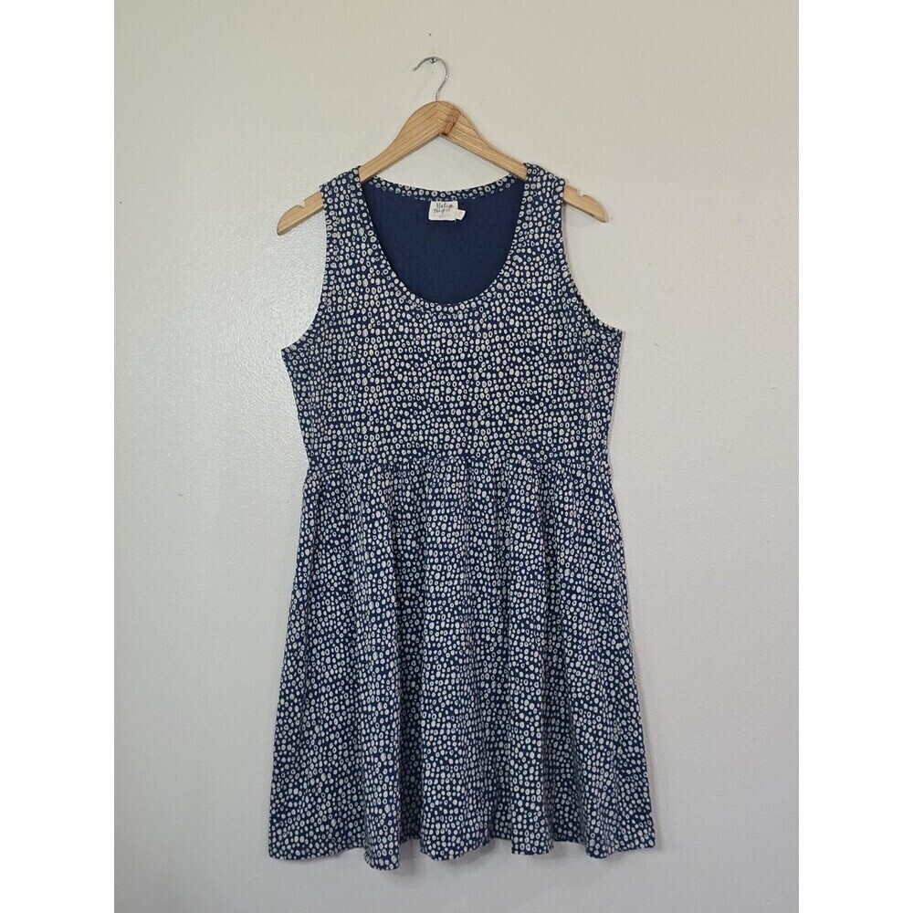 Mata Traders Navy Blue and White Polka Dot Sleeveless Dress